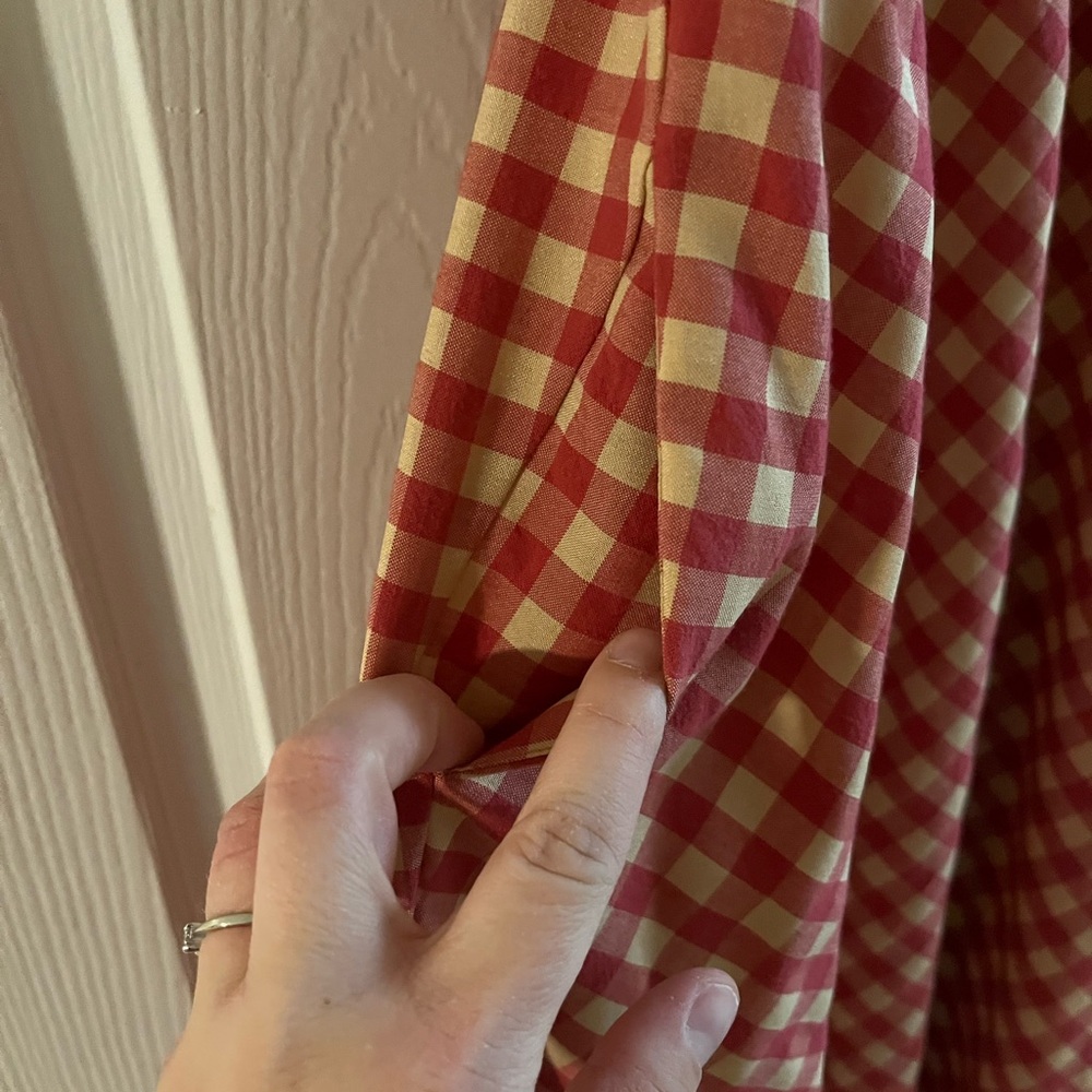 Lisa Says Gah Red Gingham Maxi Dress with Ruffle Shoulders - Picture 7 of 9